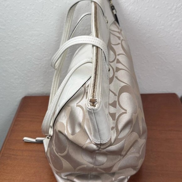 Coach Cream and White Signature Tote - Picture 3 of 6